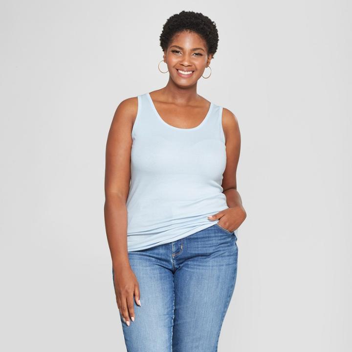 Women's Plus Size Slim Fit Perfect Tank - Ava & Viv Blue