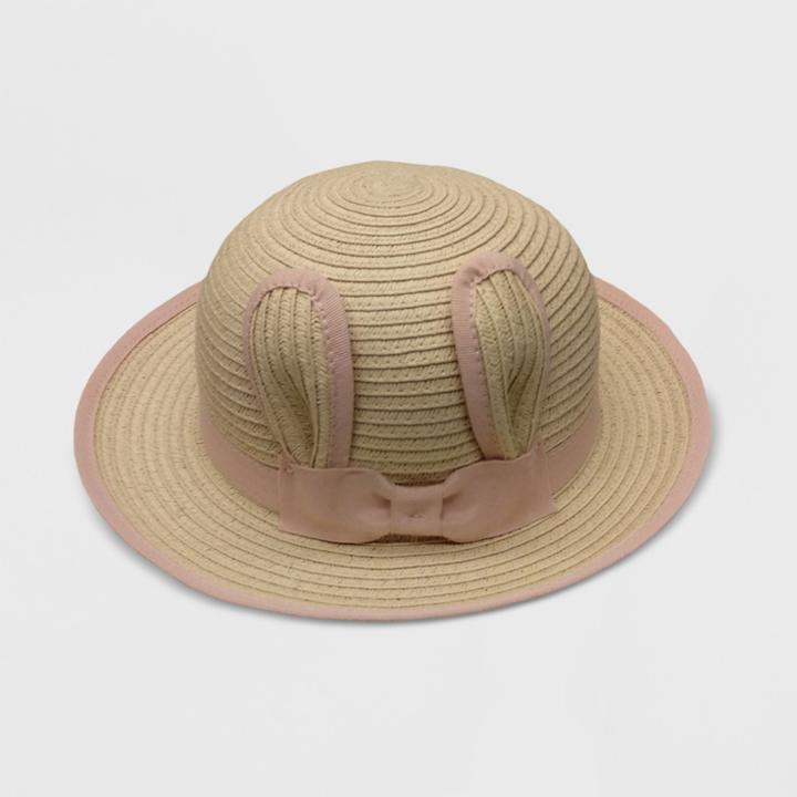 Baby Girls' Gender Inclusive Critter Floppy Hats - Cat & Jack Beige/pink 0-6m, Girl's, White