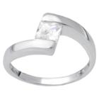 Journee Collection 2/5 Ct T.w. Square Cut Cubic Zirconia Basket Set Bridal Style Ring In Sterling Silver