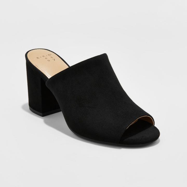 Women's Didi Open Toe Pump Mules - A New Day Black