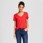 Women's Sensory Friendly Pocket V-neck Short Sleeve T-shirt - Universal Thread Red