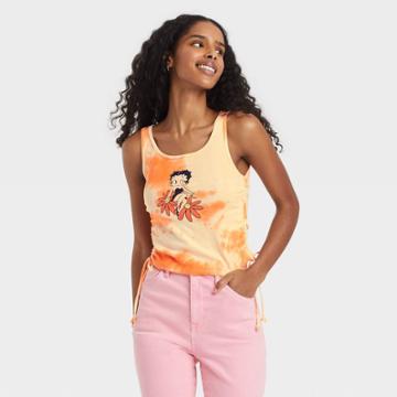 Women's Betty Boop Cinched Graphic Tank Top - Orange