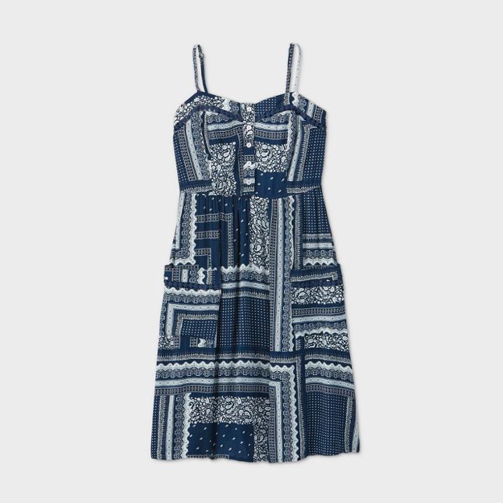 Women's Paisley Print Sleeveless Dress - Knox Rose Navy Xs, Women's, Blue