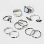 Moonstone And Frozen Chain Wings Ring Set 10pc - Wild Fable