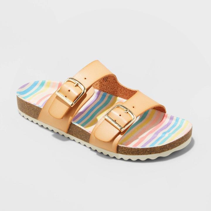 Kids' Drew Striped Slip-on Footbed Sandals - Cat & Jack Tan