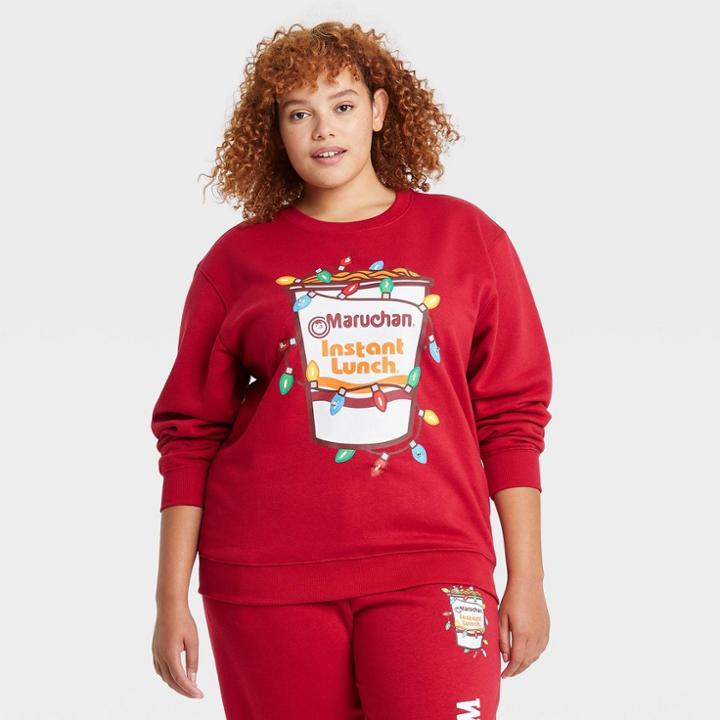 Women's Maruchan Plus Size Holiday Cup Graphic Sweatshirt - Red