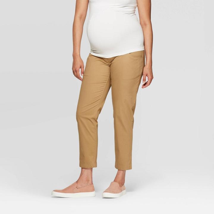 Maternity Crossover Panel Chino Pants - Isabel Maternity By Ingrid & Isabel Gazelle Brown 18, Women's, Orange