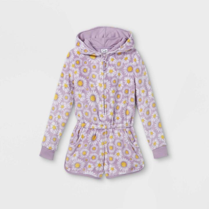 Girls' Daisies Pajama Romper - Art Class Violet