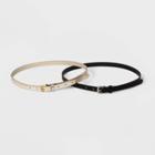 Women's 2 For 1 Belt - A New Day Black/gold S, Size: Small, Black Gold