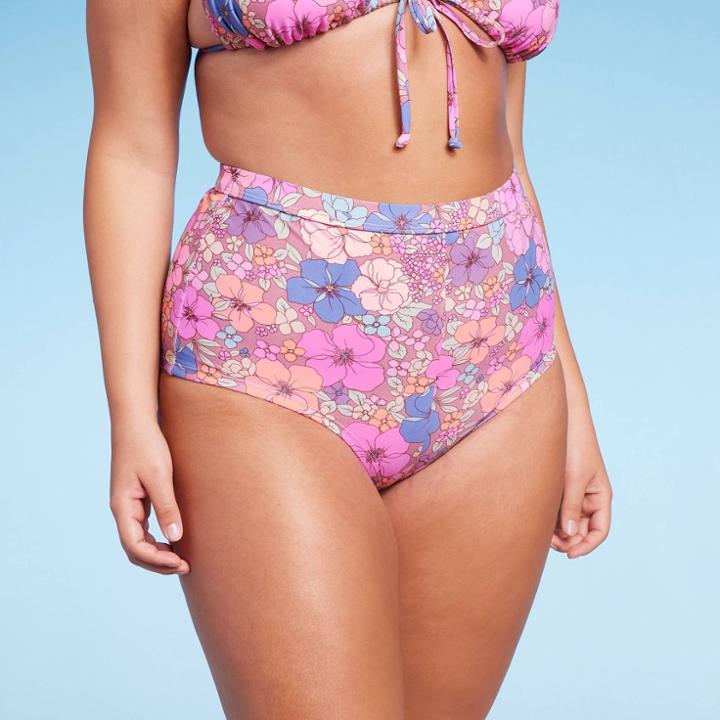 Women's Cheeky Boyshorts Bikini Bottom - Wild Fable Floral Print Xl, Blue/green/pink