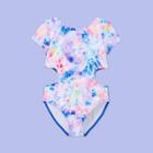 More Than Magic Girls' Short Sleeve Cut Out Tie-dye One Piece Swimsuit - More Than