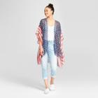 Women's Americana Stars And Stripes Printed Ruana Kimono Jackets - Mossimo Supply Co. Red/navy (blue)