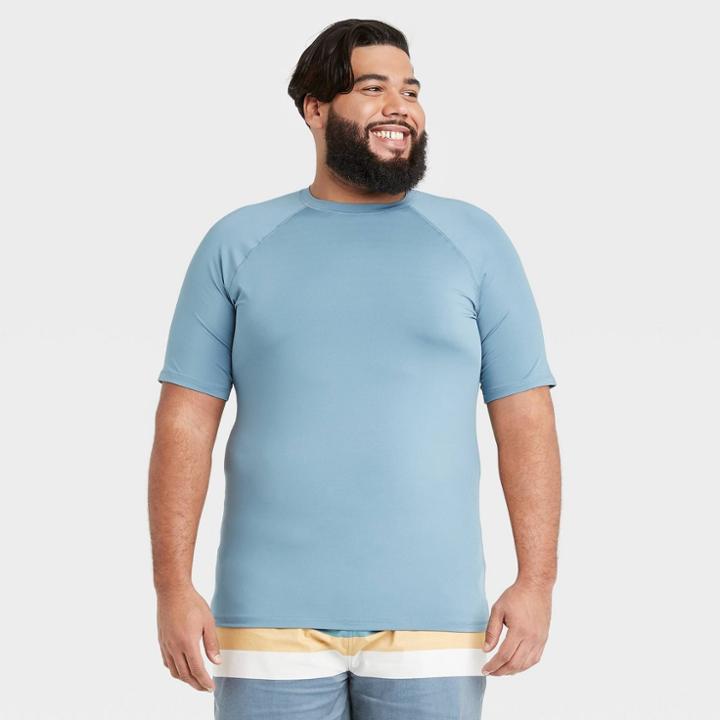 Men's Big & Tall Regular Fit Short Sleeve Rash Guard Swim Shirt - Goodfellow & Co