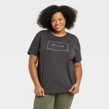 Doe. Women's Plus Size Be Kind Short Sleeve Graphic T-shirt - Black