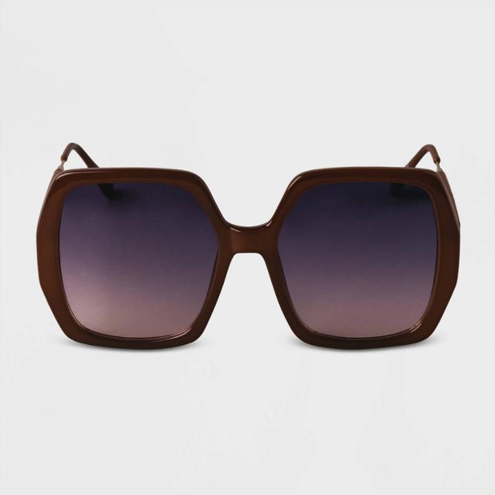 Women's Oversized Square Sunglasses - A New Day Brown