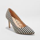 Women's Gemma Striped Wide Width Pointed Toe Heel Pumps - A New Day Black 6.5w,