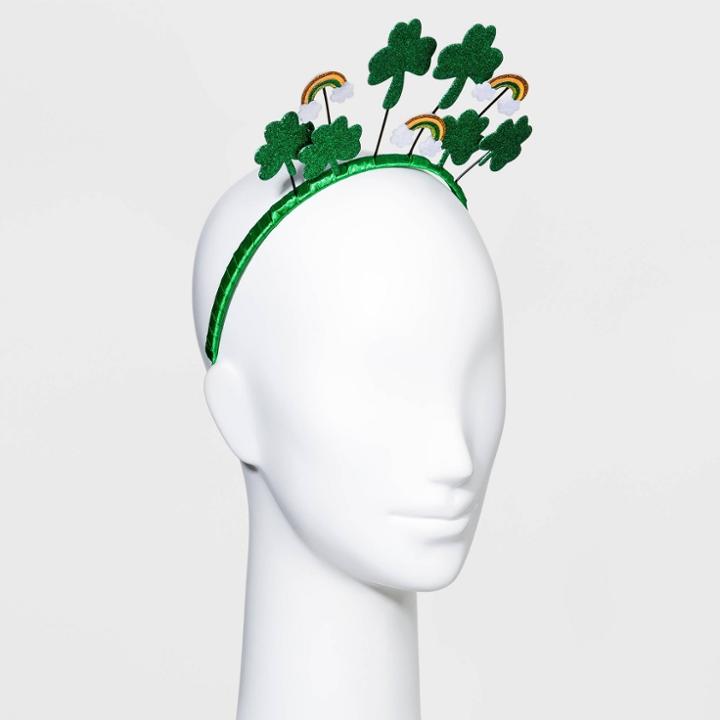 No Brand Shamrock Crown Rainbow Headband - Green