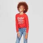 Girls' Long Sleeve Dear Santa Graphic T-shirt - Cat & Jack Red