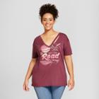 Women's Plus Size Short Sleeve Hit The Road Destructed Graphic T-shirt - Fifth Sun Fig