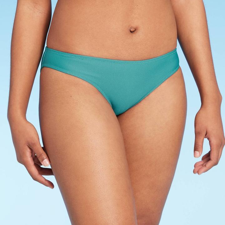 Women's Lightly Lined Wrap Front Textured Bikini Top - Shade & Shore Teal