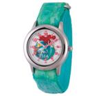 Girls' Disney Princess Ariel And Flounder Stainless Steel Time Teacher Watch - Green