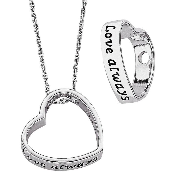 Distributed By Target Women's Designer-inspired Platinum Plated Love Always Heart Necklace,