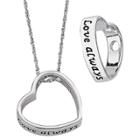 Distributed By Target Women's Designer-inspired Platinum Plated Love Always Heart Necklace,