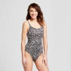 Women's Leopard Print Strappy Back One Piece Swimsuit - Aqua Green Leopard
