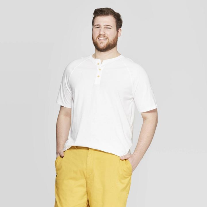 Men's Big & Tall Short Sleeve Henley T-shirt - Goodfellow & Co White