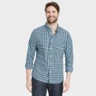 Men's Plaid Slim Fit Stretch Poplin Long Sleeve Button-down Shirt - Goodfellow & Co Green