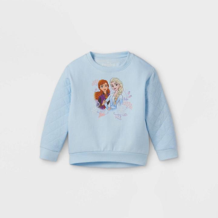 Toddler Girls' Disney Frozen Quilted Fleece Crew Neck Pullover -