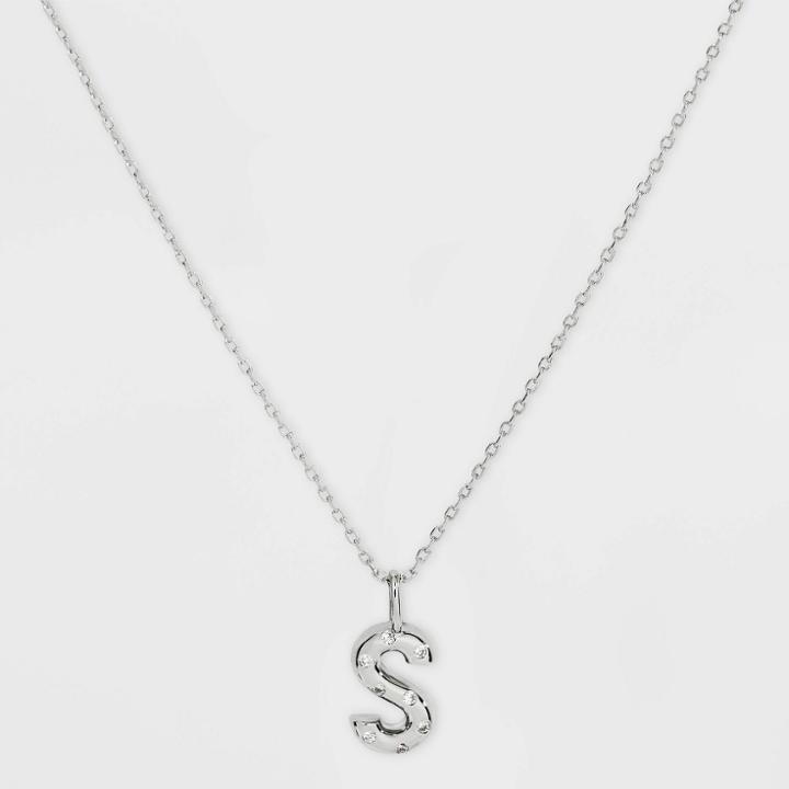 Silver Plated Cubic Zirconia 's' Pendant Necklace - A New Day