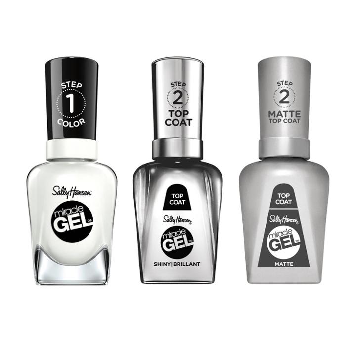 Sally Hansen Miracle Gel Nail Polish Trio Set - Get Mod 789 With Shiny Top Coat And Matte Top Coat