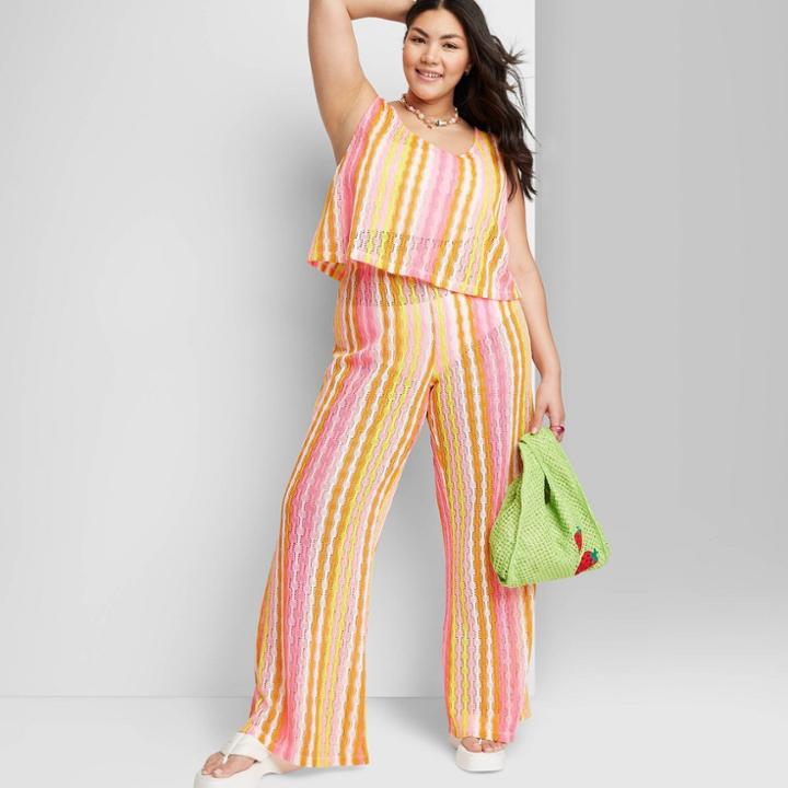 Women's High-rise Crochet Knit Flare Pants - Wild Fable Warm Multi