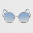 Women's Oversized Angular Round Metal Gradient Sunglasses - A New Day Gold