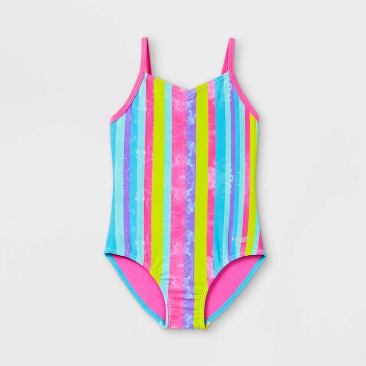 Speedo Girls' Cosmic Striped One Piece