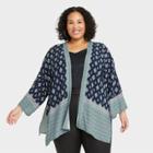 Women's Plus Size Duster Cardigan - Knox Rose Blue Paisley