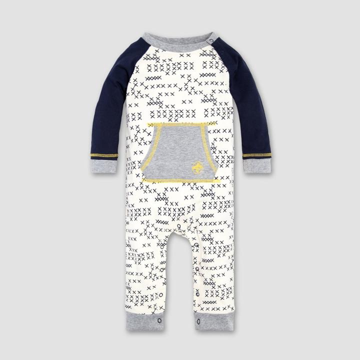 Burt's Bees Baby Baby Boys' Cross Stitched Raglan Coverall - Eggshell