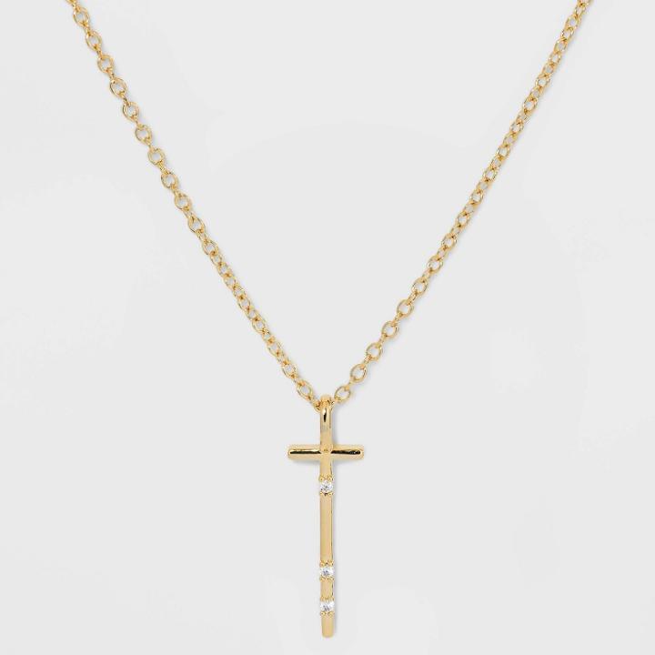 Gold Over Silver Plated Cubic Zirconia 't' Initial Pendant Necklace - A New Day Gold