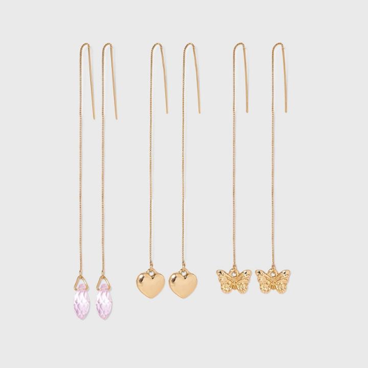 Butterfly Chain Threader Trio Set 3pc- Wild Fable Gold