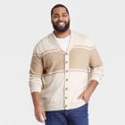 Men's Big & Tall Striped Regular Fit Cardigan - Goodfellow & Co Beige/stripe