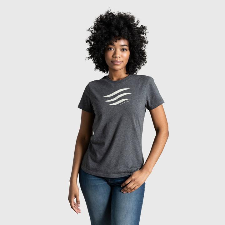 Women's United By Blue Logo Waves Short Sleeve Graphic T-shirt - Charcoal