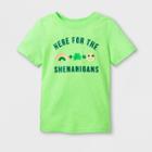 Toddler Short Sleeve 'here For The Shenanigans' T-shirt - Cat & Jack Green 2t, Toddler Unisex