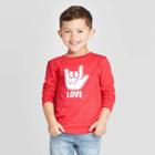 Toddler Boys' Long Sleeve Love Graphic T-shirt - Cat & Jack Red 12m, Toddler Boy's