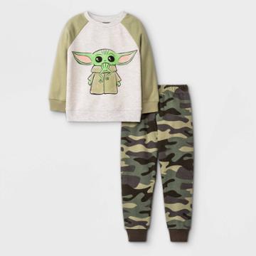 Lucasfilm Toddler Boys' Baby Yoda Fleece Top And Bottom Set - Cream
