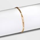 Gold Plated Initial 'd' Bar Figaro Chain Bracelet - A New Day Gold