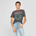 Women's Nirvana Neon Smile Short Sleeve Boyfriend T-shirt - (juniors') - Black