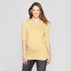 Maternity Long Sleeve Striped Puff Shoulder Knit Top - Isabel Maternity By Ingrid & Isabel Gold