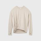Women's French Terry Twist-front Crewneck Pullover - All In Motion Heather Oatmeal Xs, Grey Oatmeal