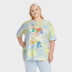 Care Bears Women's Care Bear Plus Size Short Sleeve Oversized Graphic T-shirt - Tie-dye 1x, Blue/yellow
